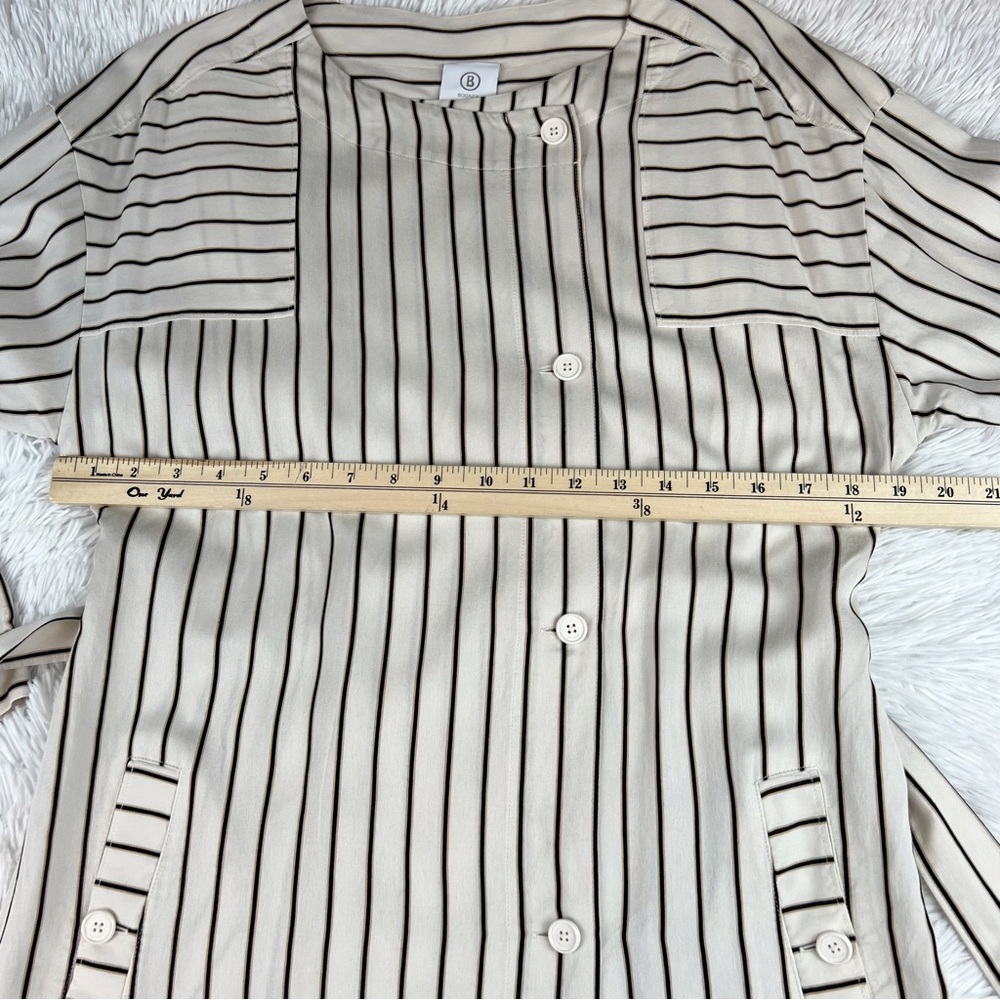 Bogner Alissa Eggshell Stripe Long Sleeve shirt Dress tie waist button front - Picture 5 of 12